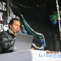 Tojil actual presidente del COCODE de San Juan Ixcoy en acto público.